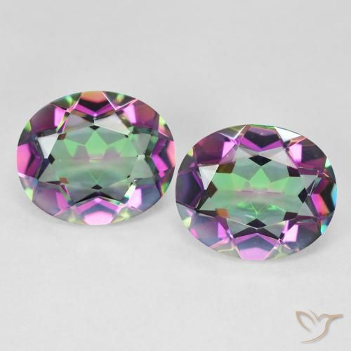 8.46天然多色镀膜石英，椭圆形切割，12.1×10.2毫米，VVS-VS