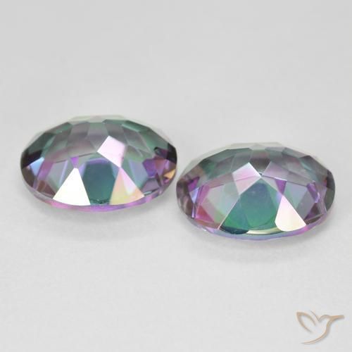 8.46天然多色镀膜石英，椭圆形切割，12.1×10.2毫米，VVS-VS