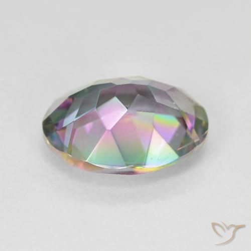 4.10克拉天然多色镀膜石英，椭圆形切割，12.1×10.1毫米，VVS