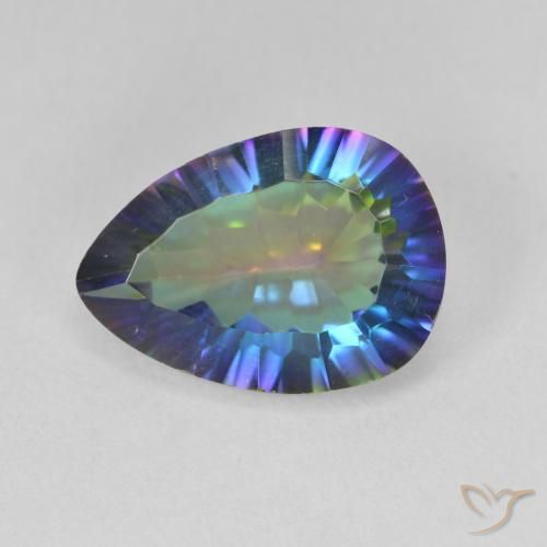 4.85ct 天然 多色蓝色 神秘石英, 梨形, VS