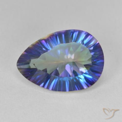 4.96ct 天然 多色蓝色 神秘石英, 梨形, VVS-VS
