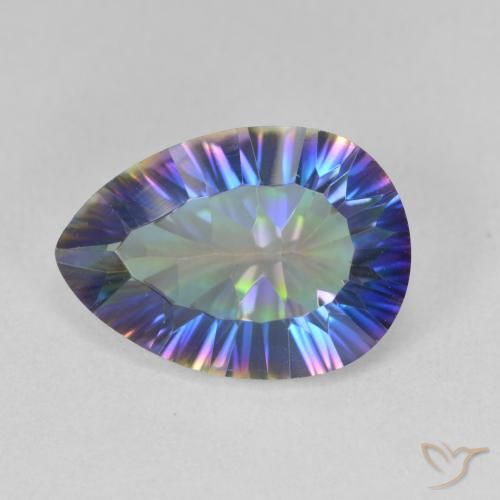4.73ct 天然 多色蓝色 神秘石英, 梨形, VVS-VS