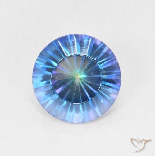 1.72ct 天然 多色蓝色 神秘石英, 圆形的, VVS-VS