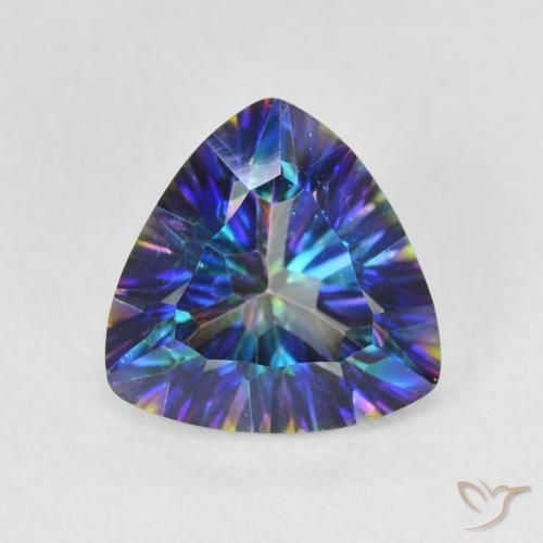 3.01ct 天然 多色蓝色 神秘石英, 胖三角形, VS