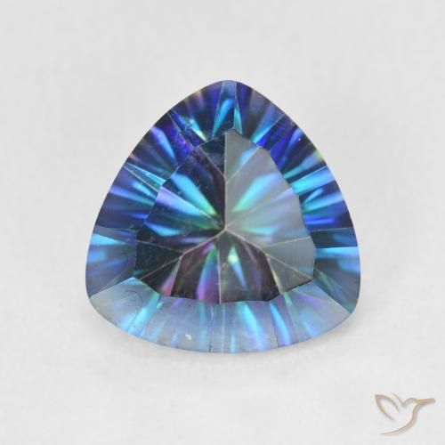 2.85ct 天然 多色蓝色 神秘石英, 胖三角形, VS