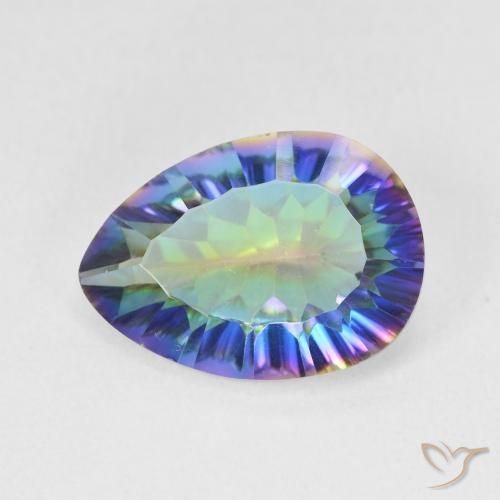 4.68ct 天然 多色蓝色 神秘石英, 梨形, VS