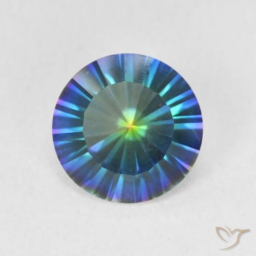 1.58ct 天然 多色蓝色 神秘石英, 圆形的, VVS