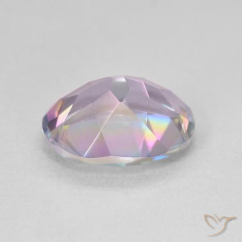 3.22克拉天然多色镀膜石英，椭圆形切割，11×8.9毫米，VVS-VS