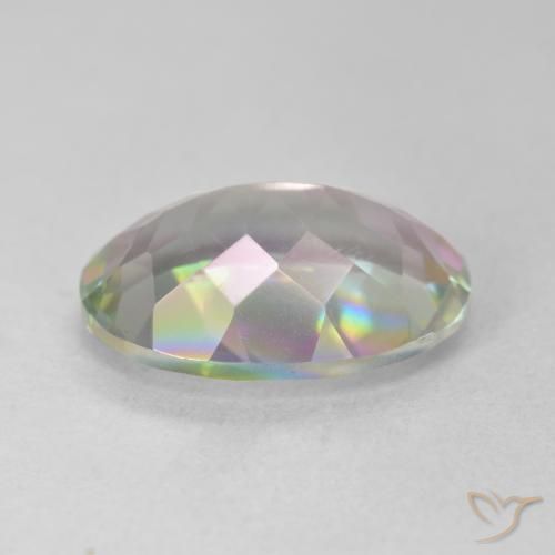 5.17克拉天然多色镀膜石英，椭圆形切割，14.1×10毫米，VS