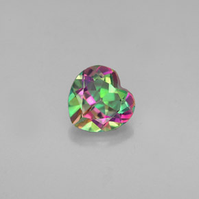 0.94克拉天然多色镀膜托帕石，心形，6×5.9毫米，VVS-VS