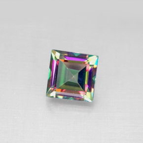 2.17克拉天然多色镀膜托帕石，方形，7×6.9毫米，VS