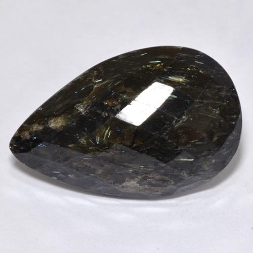 12.45克拉天然黑色努米石，梨形，21.4×13.7毫米，不透明