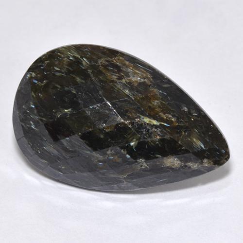 12.45克拉天然黑色努米石，梨形，21.4×13.7毫米，不透明