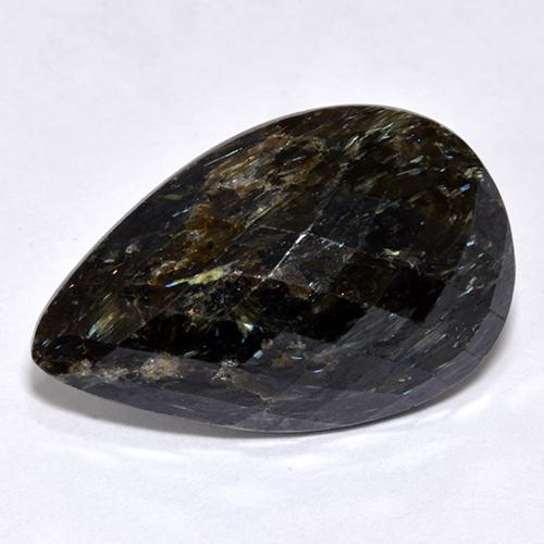 12.45克拉天然黑色努米石，梨形，21.4×13.7毫米，不透明