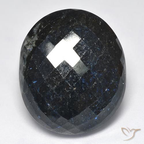 39.37ct 天然 黑色带蓝色闪光 Nuummite, 椭圆形, 不透明