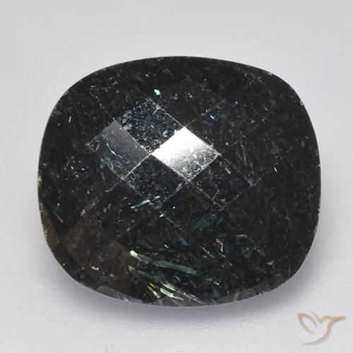 13.34ct 天然 黑色带蓝色闪光 Nuummite, 软垫, 不透明