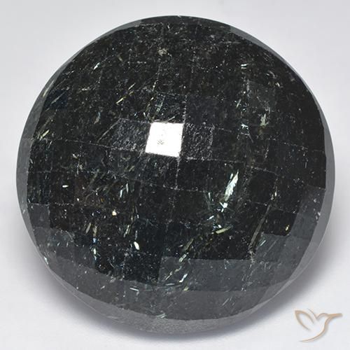 66.26ct 天然 黑色带蓝色闪光 Nuummite, 圆形的, 不透明