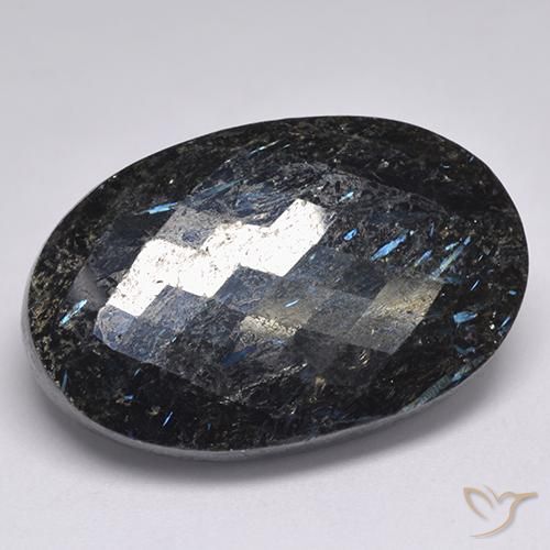 45.06ct 天然 黑色带蓝色闪光 Nuummite, 椭圆形, 不透明