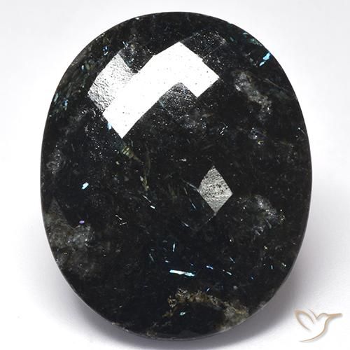 44.57ct 天然 黑色带蓝色闪光 Nuummite, 椭圆形, 不透明