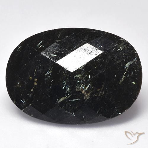26.97ct 天然 黑色带蓝色闪光 Nuummite, 椭圆形, 不透明