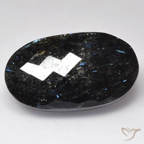 28.28ct 天然 黑色带蓝色闪光 努米特, 椭圆形, 不透明