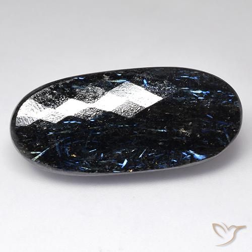 44.38ct 天然 黑色带蓝色闪光 Nuummite, 椭圆形, 不透明