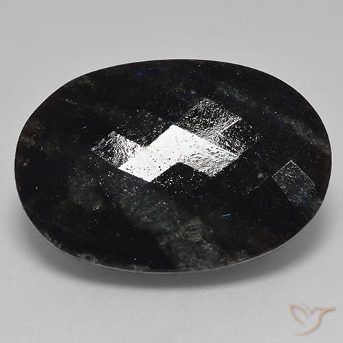 24.70ct 天然 黑色带蓝色闪光 Nuummite, 椭圆形, 不透明