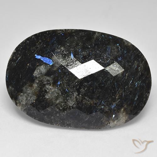 28.03ct 天然 黑色带蓝色闪光 Nuummite, 椭圆形, 不透明