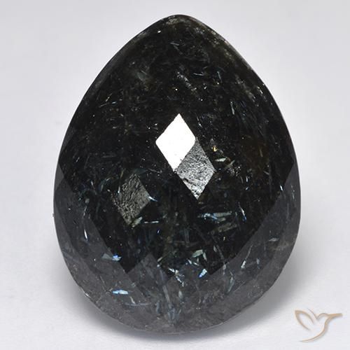 28.73ct 天然 黑色带蓝色闪光 Nuummite, 梨形, 不透明