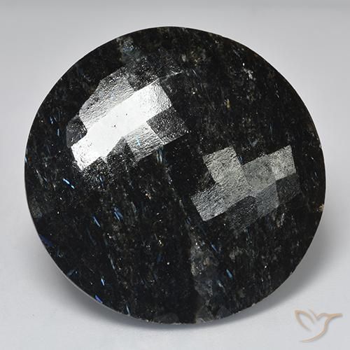 50.90ct 天然 黑色带蓝色闪光 Nuummite, 圆形的, 不透明