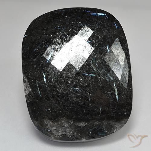 82.01ct 天然 黑色带蓝色闪光 Nuummite, 软垫, 不透明