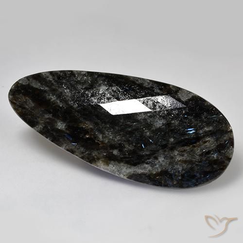 35.82克拉天然Nuummite，梨形，不透明