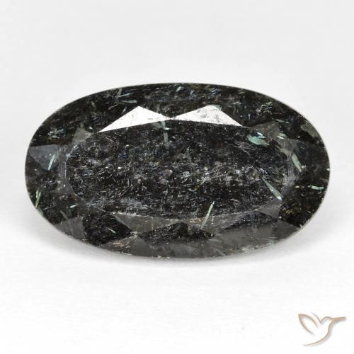 19.24ct 天然 黑色 Nuummite, 椭圆形, 不透明