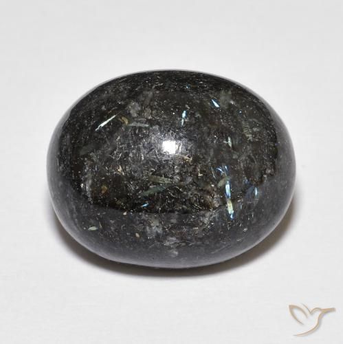 14.14ct 天然 黑色带蓝色闪光 Nuummite, 椭圆形, 不透明