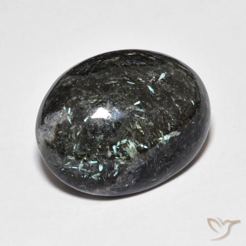 13.71克拉天然Nuummite，椭圆形，不透明