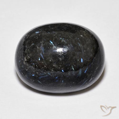 22.55ct 天然 黑色带蓝色闪光 Nuummite, 椭圆形, 不透明