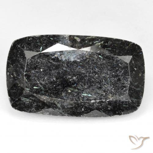 29.18ct 天然 黑色带蓝色闪光 Nuummite, 软垫, 不透明
