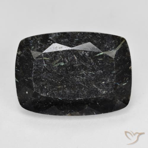 14.70ct 天然 黑色带蓝色闪光 Nuummite, 软垫, 不透明
