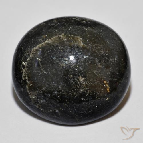 21.06克拉天然黑色努米石，椭圆形切割，19.9×18.5毫米，不透明