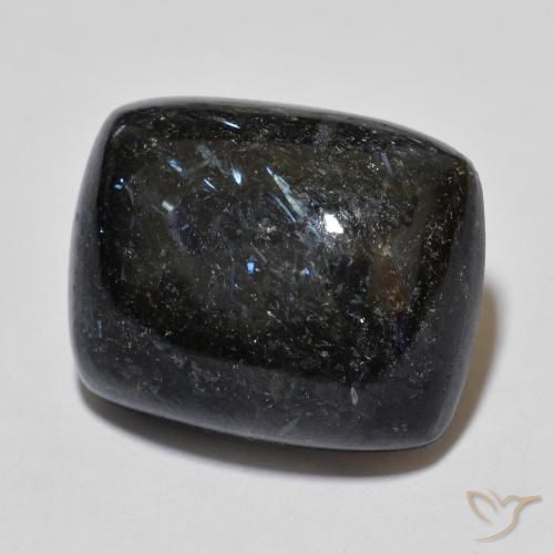 17.27ct 天然 黑色带蓝色闪光 Nuummite, 软垫, 不透明