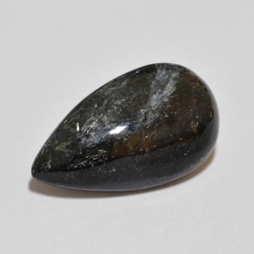 7.64克拉天然黑色努米石，梨形，18.4×10.8毫米，不透明