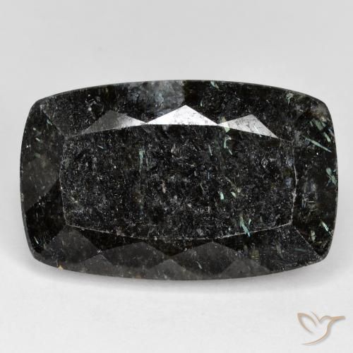31.64ct 天然 黑色带蓝色闪光 努米特, 软垫, 不透明