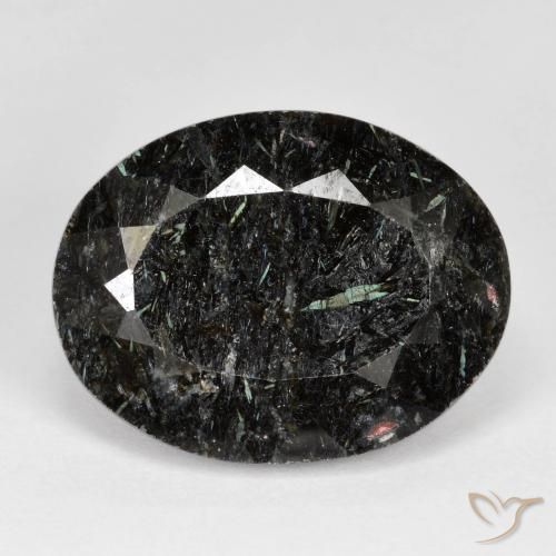 22.20ct 天然 黑色带蓝色闪光 Nuummite, 椭圆形, 不透明