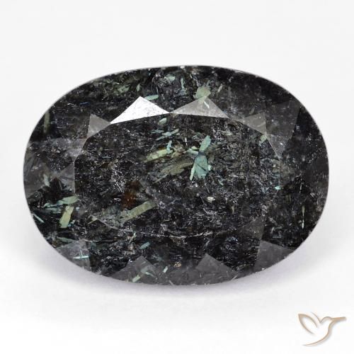 29.76ct 天然 黑色带蓝色闪光 努米特, 椭圆形, 不透明