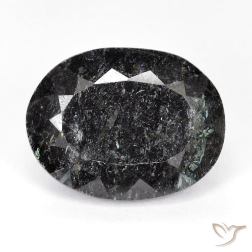 20.28ct 天然 黑色带蓝色闪光 Nuummite, 椭圆形, 不透明