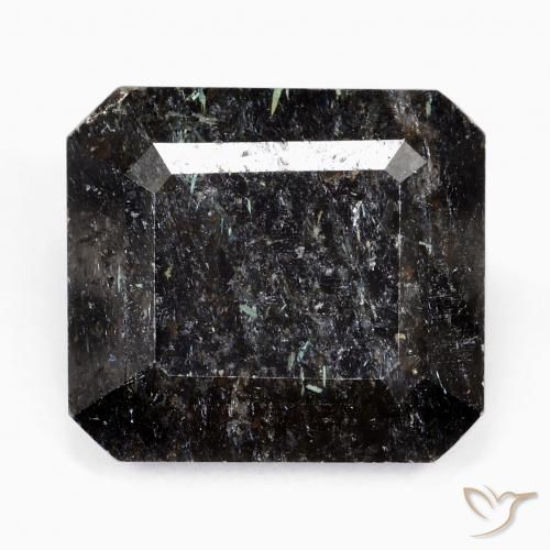 26.45ct 天然 黑色带蓝色闪光 Nuummite, 祖母绿式切割, 不透明