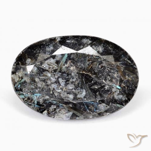 21.56ct 天然 黑色带蓝色闪光 Nuummite, 椭圆形, 不透明