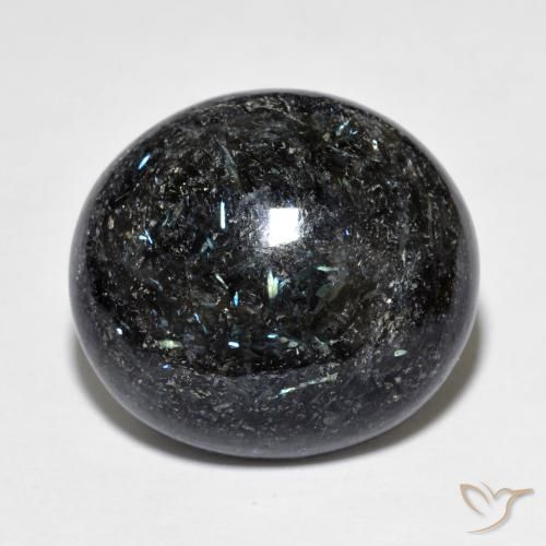15.33ct 天然 黑色带蓝色闪光 Nuummite, 椭圆形, 不透明