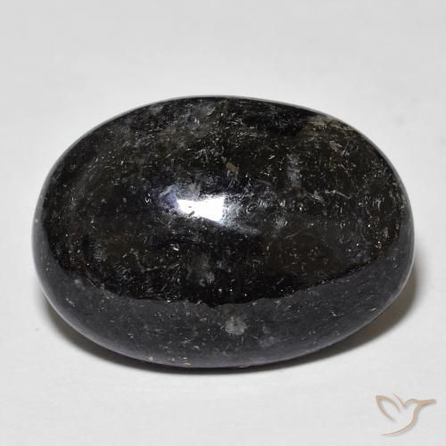 20.25ct 天然 黑色带蓝色闪光 Nuummite, 椭圆形, 不透明