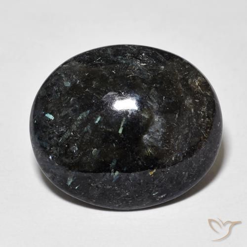 18.31ct 天然 黑色带蓝色闪光 Nuummite, 椭圆形, 不透明